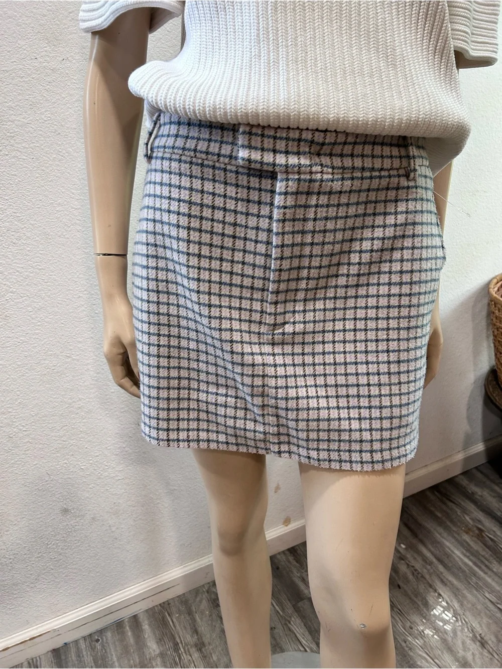 Rails Blue and Cream Checked Mini Skirt - Picture 3 of 16